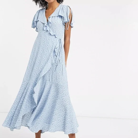 & other stories blue ruffle dress Bandeau Volume Layered Maxi Dress In Blue | & Other Stories